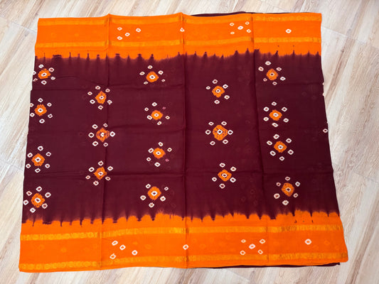 Brown Madurai Sungudi Saree