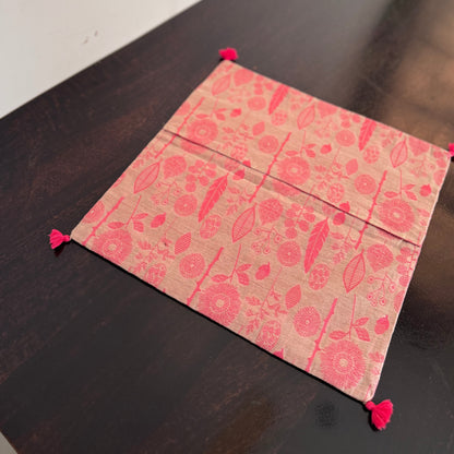 CHANDERI PEACH SICO : SET OF 2 COVERS