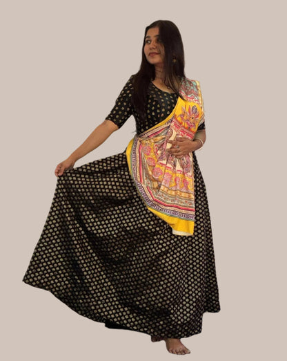 TAARA : CHANDERI BLACK SKIRT