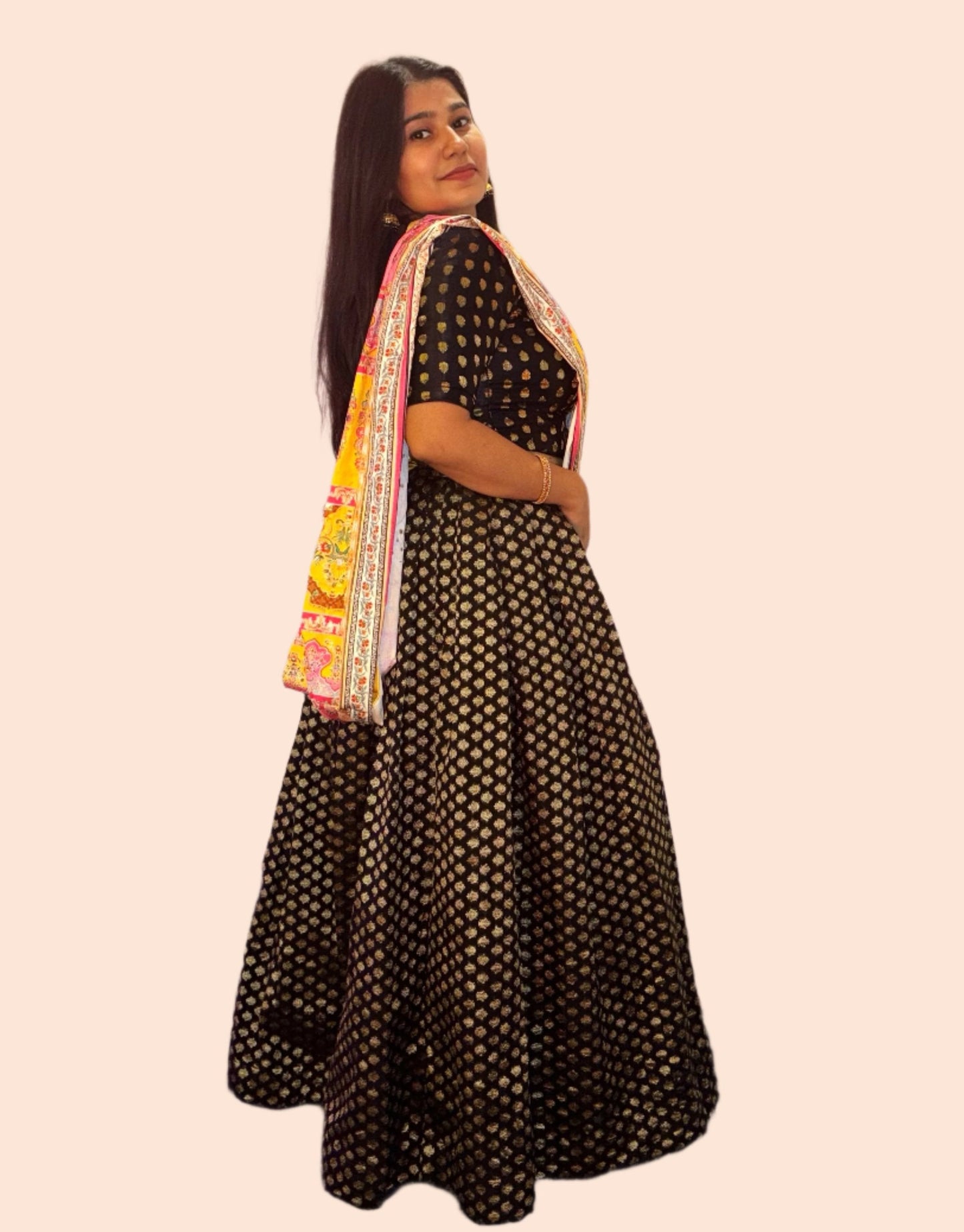 TAARA : CHANDERI BLACK SKIRT