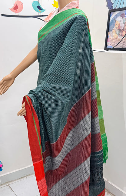 SHRAVANI : GREEN PATTEDA ANCHU SAREE