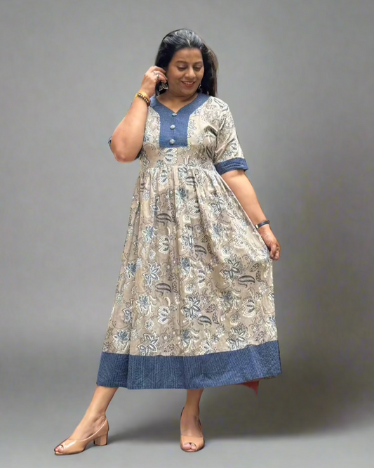 hand block cotton dress