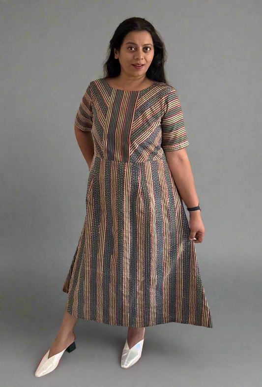 GREESHMA : HAND-BLOCK PRINTED FLORAL DRESS
