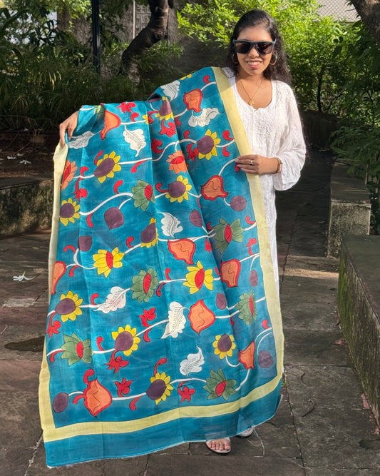 HAND PAINTED PURE SILK DUPATTA
