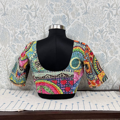 BAHAR : MULTICOLOR KANTHA COTTON BLOUSE
