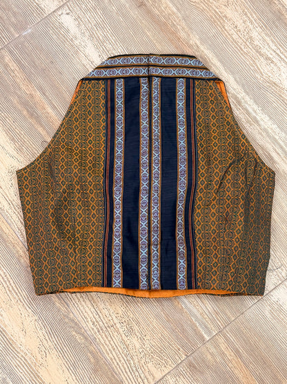 TEJAS : MUSTARD YELLOW KHUN HALTER BLOUSE