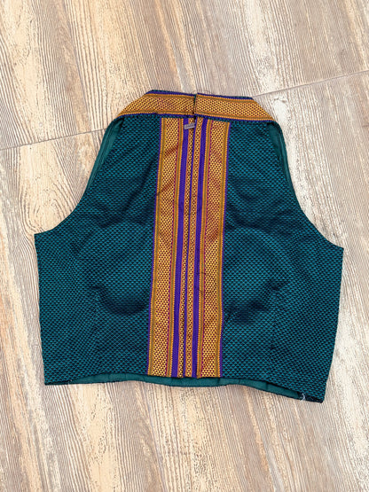 KARUNA : DARK GREEN KHUN HALTER BLOUSE