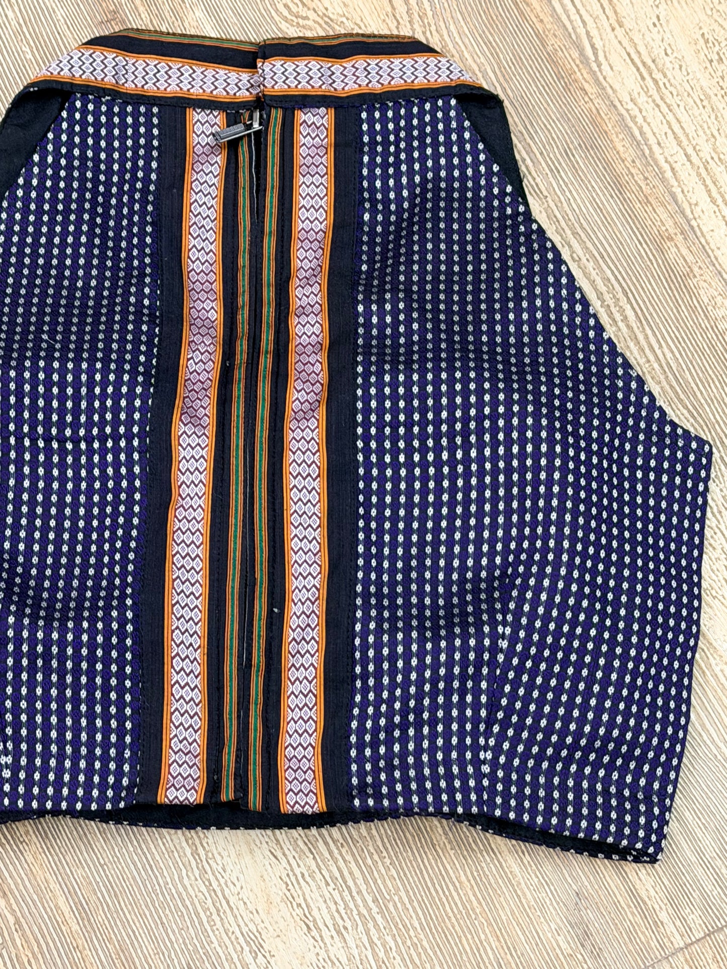 RESHAM : NAVY BLUE KHUN HALTER BLOUSE