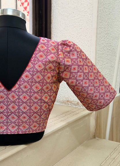 LILY : KASUTI EMBROIDERED RAW SILK BLOUSE