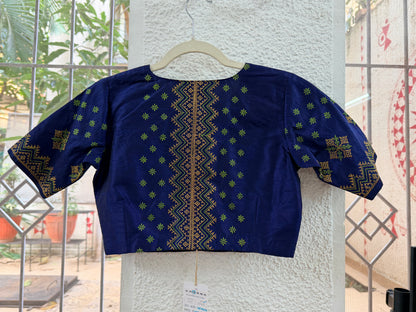 BLUEBELL : KASUTI EMBROIDERED RAW SILK BLOUSE