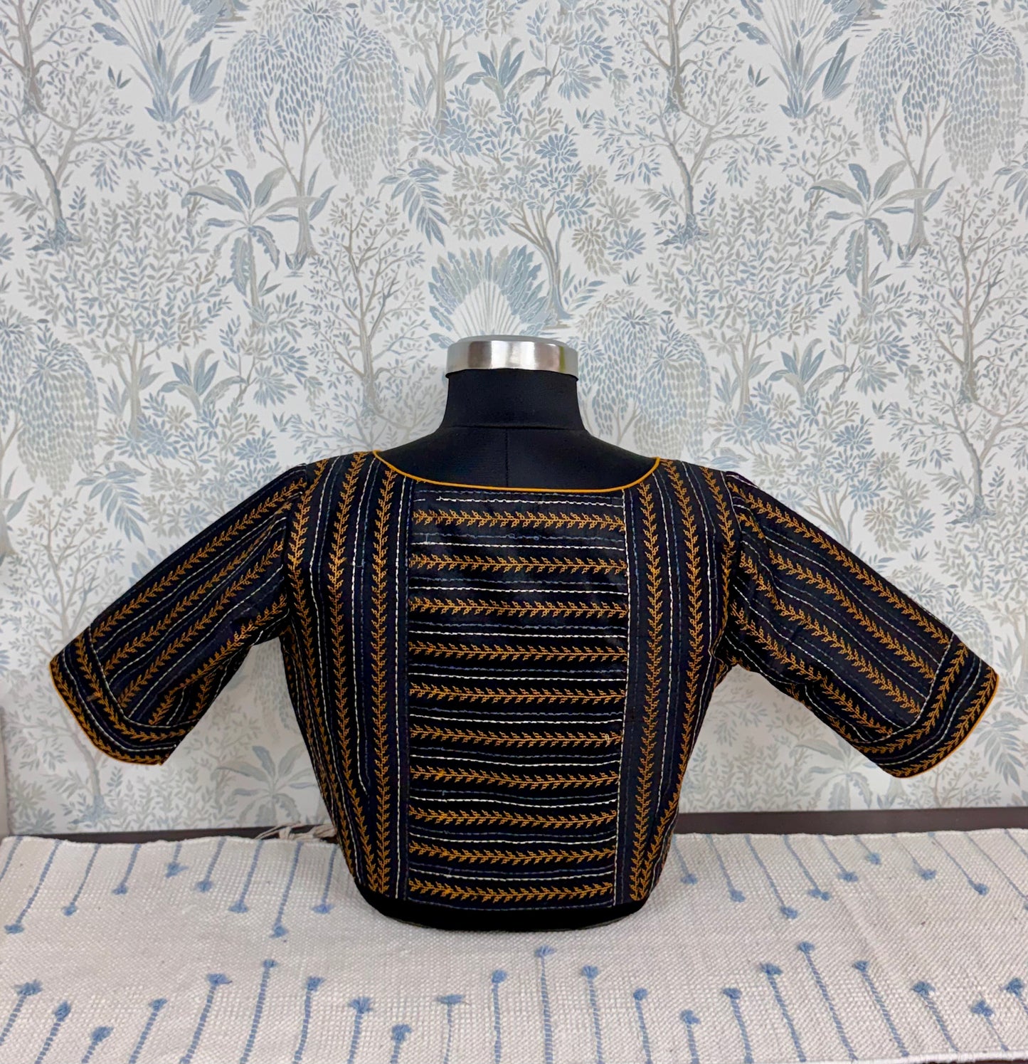TIMIRA: KASUTI EMBROIDERED RAW SILK BLOUSE