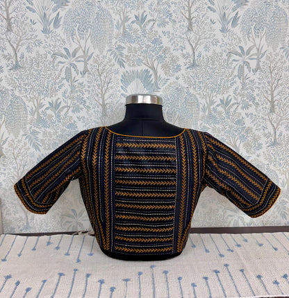 TIMIRA: KASUTI EMBROIDERED RAW SILK BLOUSE