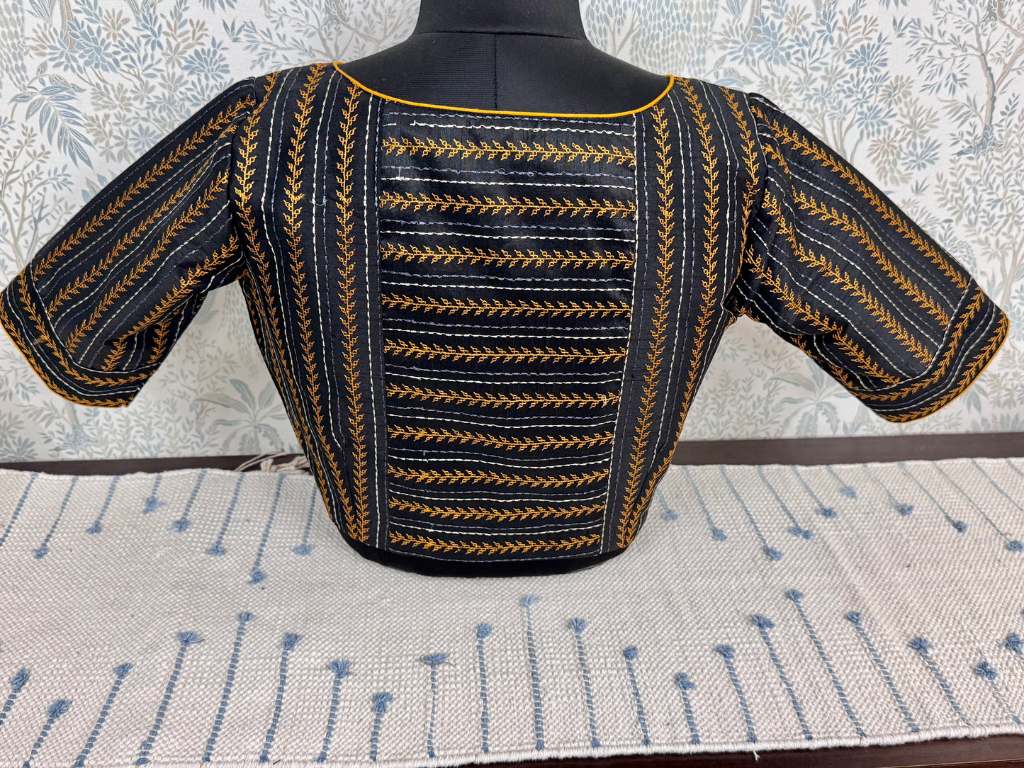 TIMIRA: KASUTI EMBROIDERED RAW SILK BLOUSE