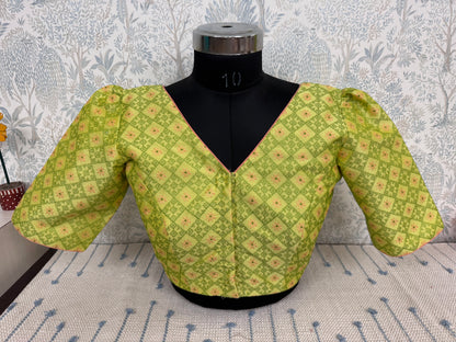 LEMONADE : KASUTI EMBROIDERED RAW SILK BLOUSE