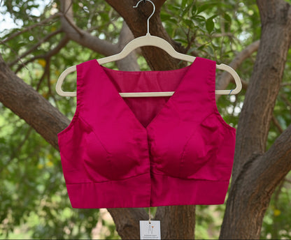 fushcia pink blouse