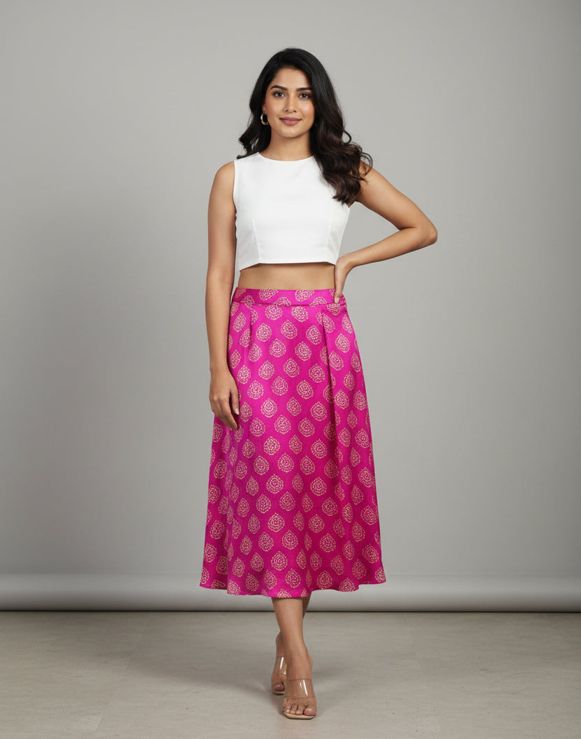  pink patterned skirt 