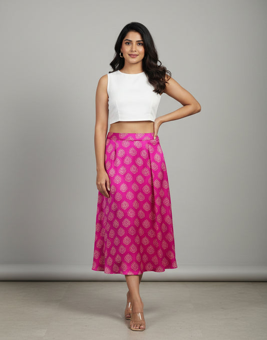  pink patterned skirt 