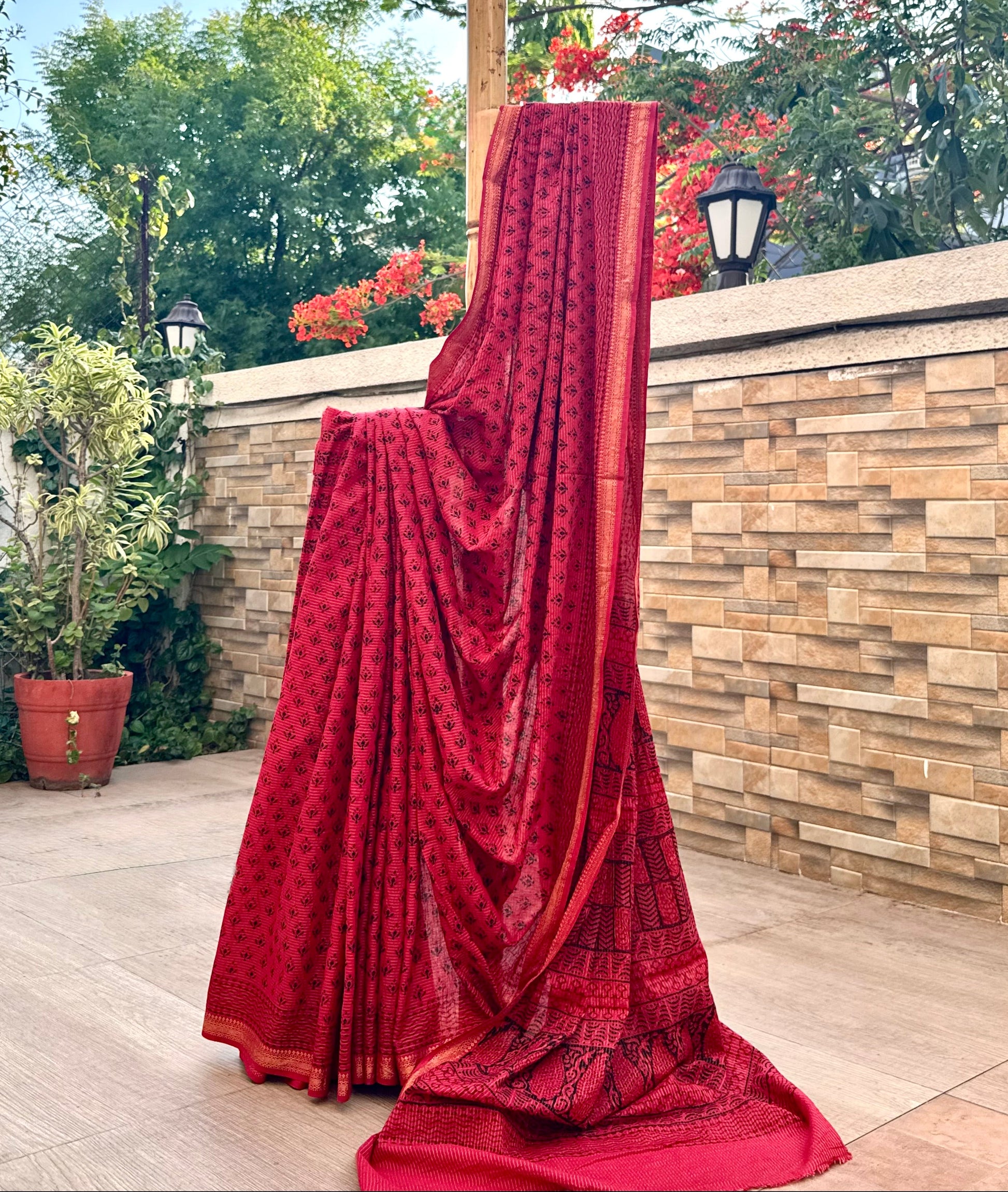 Red Bagh Cotton saree