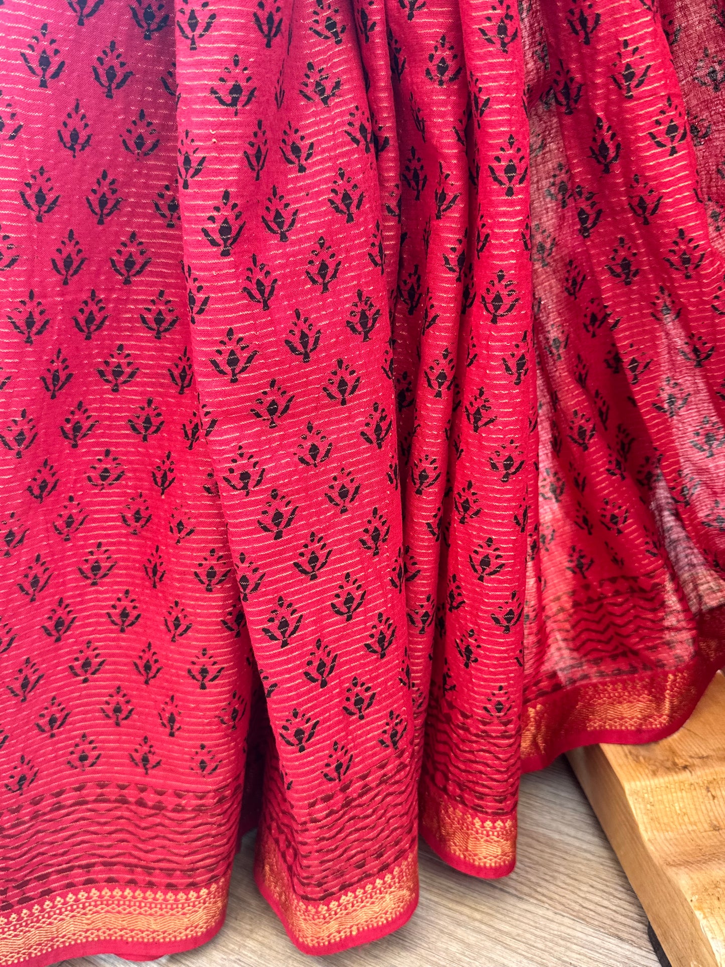 LALITA : COTTON BAGH SAREE, RED