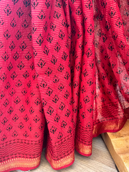 LALITA : COTTON BAGH SAREE, RED