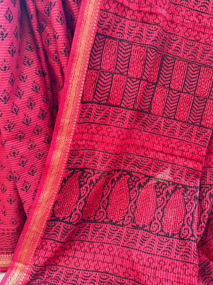 LALITA : COTTON BAGH SAREE, RED