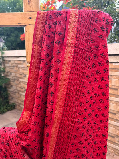 LALITA : COTTON BAGH SAREE, RED