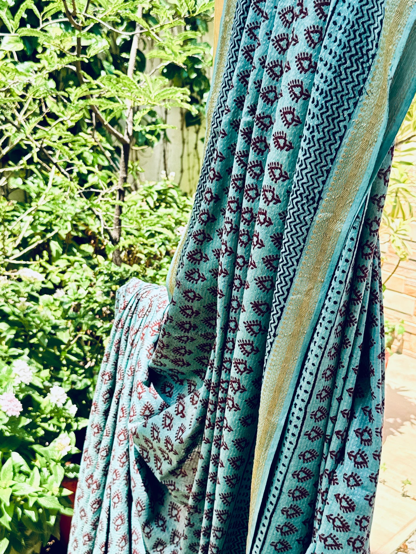 SHIVALI : COTTON BAGH SAREE, BLUE