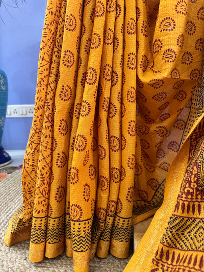 Bagh print cotton saree