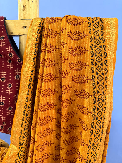 SWARNA : COTTON BAGH SAREE, YELLOW