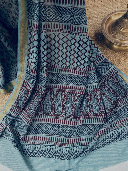 SHIVALI : COTTON BAGH SAREE, BLUE