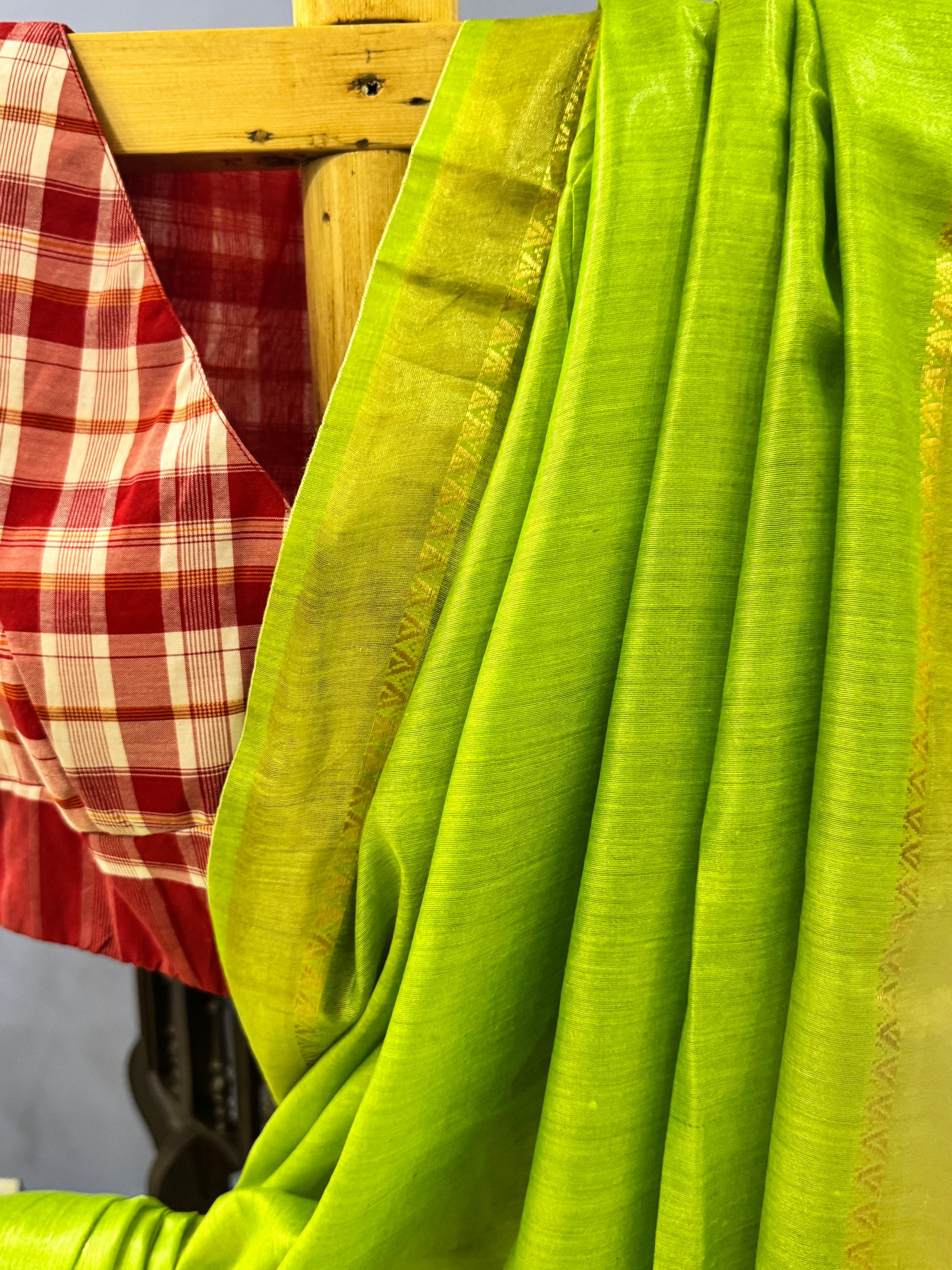 Green Tussar Munga Silk saree