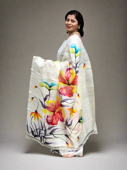 SHUBHRA : HAND-PAINTED SILK SAREE