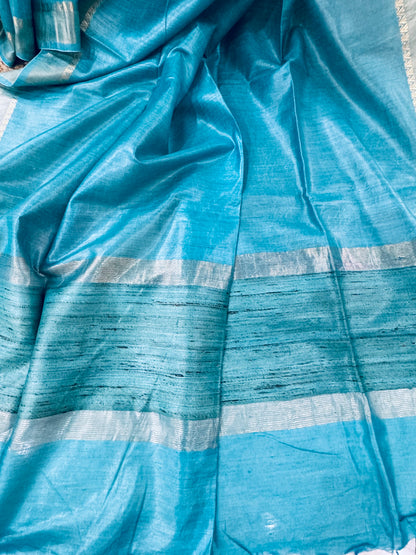 NUTAN : TUSSAR MUNGA SILK SAREE WITH INTRICATE ZARI BORDER