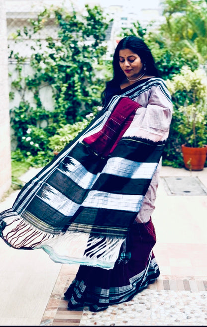 TEJASWINI : ILKAL HANDLOOM COTTON SAREE WITH PURE RESHAM PALLU