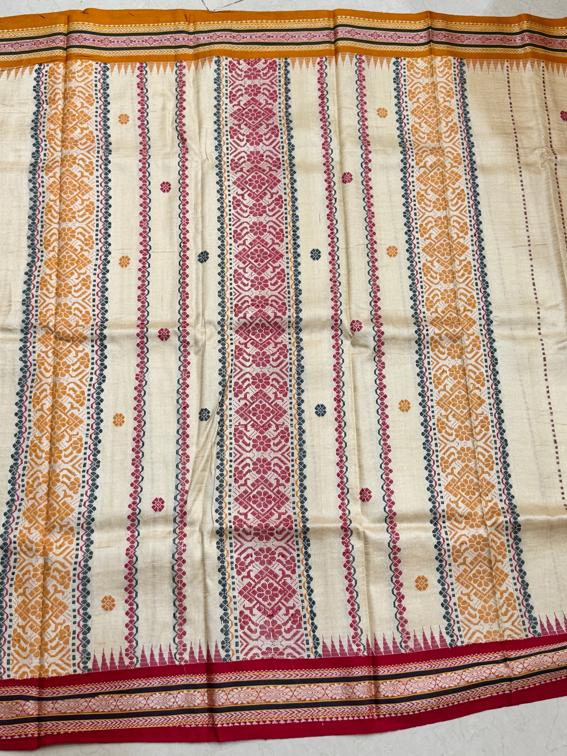 Vidarbha tussar Karvati Kinar with jhala pallu