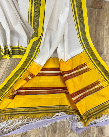 TROOPTI : WHITE ILKAL COTTON SAREE