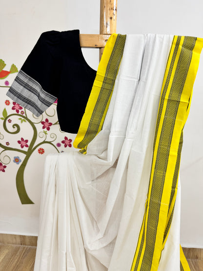 TROOPTI : WHITE ILKAL COTTON SAREE