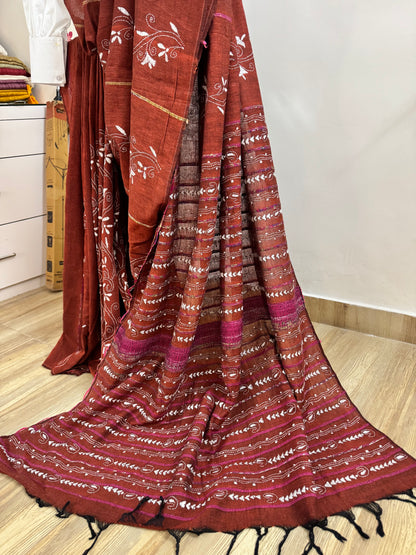 TANVI : COTTON KANTHA SAREE
