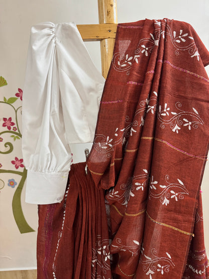 TANVI : COTTON KANTHA SAREE