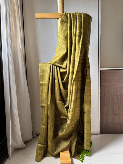 VISHAKHA : ERI BY MULBERRY SILK SAREE MOSS-GREEN