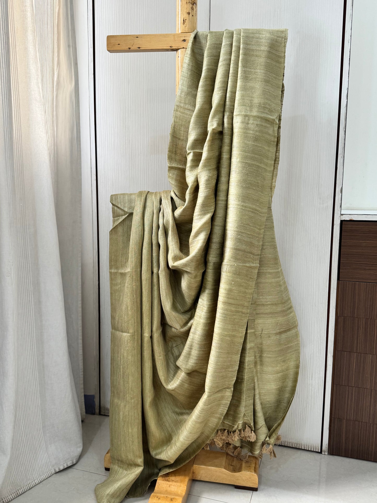 SHAKHAMBARI : ERI BY MULBERRY SILK SAREE SAGE-GREEN