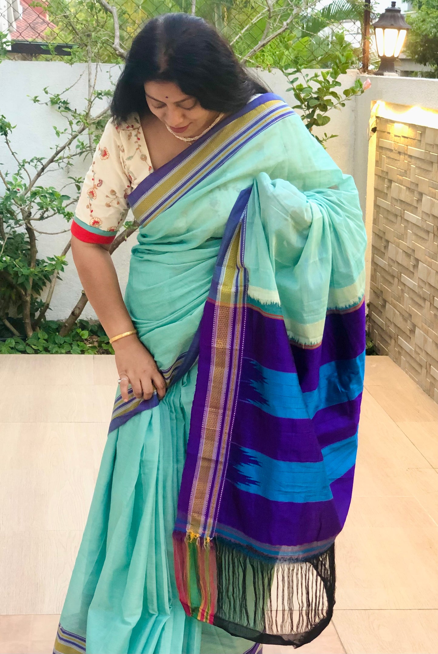 HRIDAYA : ILKAL HANDLOOM COTTON SAREE WITH PURE RESHAM PALLU