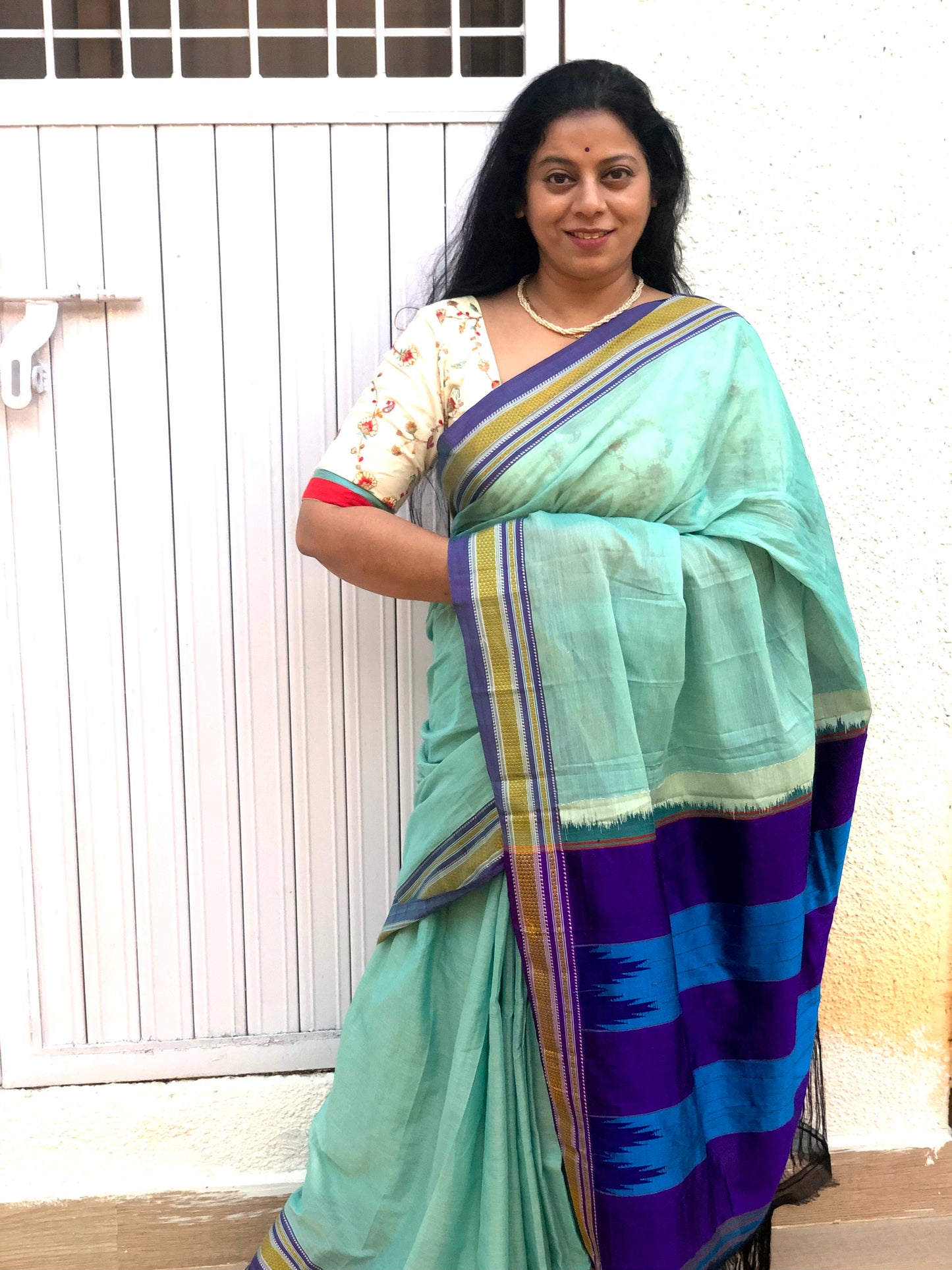 HRIDAYA : ILKAL HANDLOOM COTTON SAREE WITH PURE RESHAM PALLU