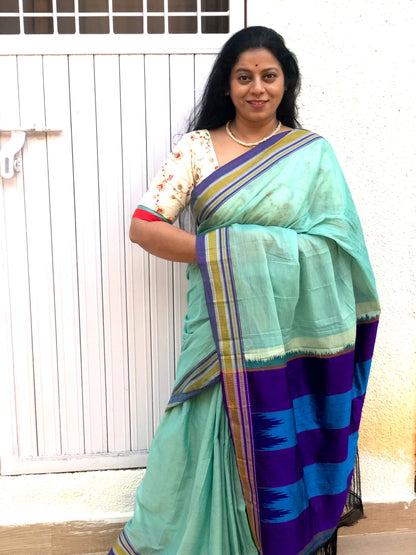 HRIDAYA : ILKAL HANDLOOM COTTON SAREE WITH PURE RESHAM PALLU