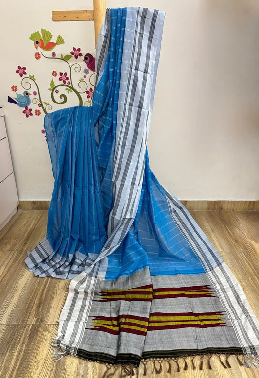 SARALA : ILKAL HANDLOOM COTTON SAREE WITH PURE RESHAM PALLU