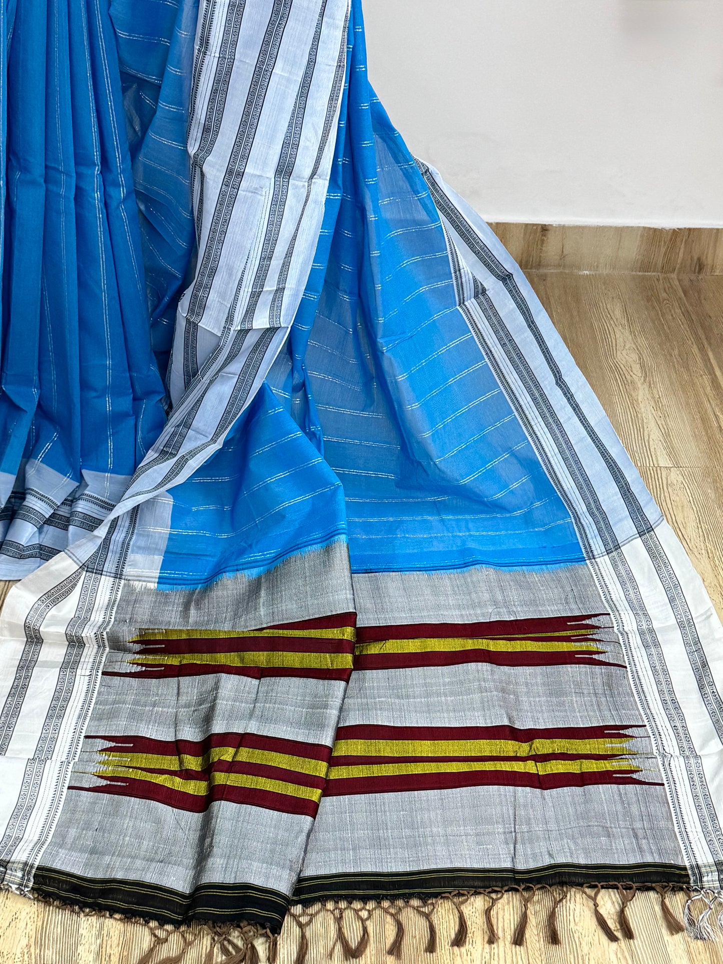 SARALA : ILKAL HANDLOOM COTTON SAREE WITH PURE RESHAM PALLU