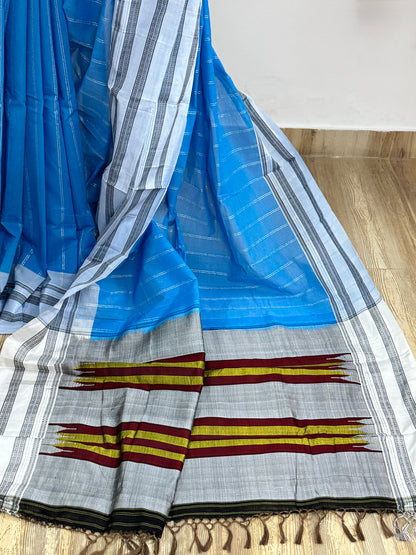 SARALA : ILKAL HANDLOOM COTTON SAREE WITH PURE RESHAM PALLU