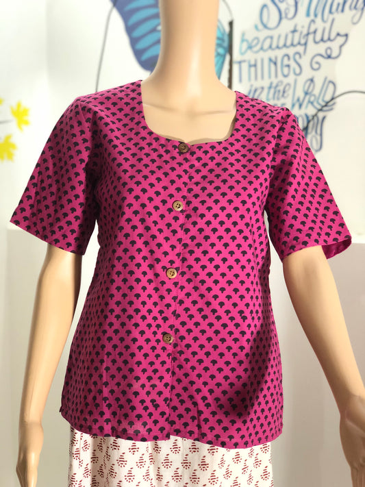 TULIP : SILK BLOCK PRINTED TOP