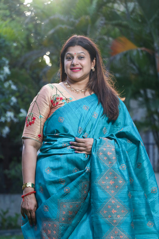 AARTI :  BLENDED TUSSAR SILK SAREE