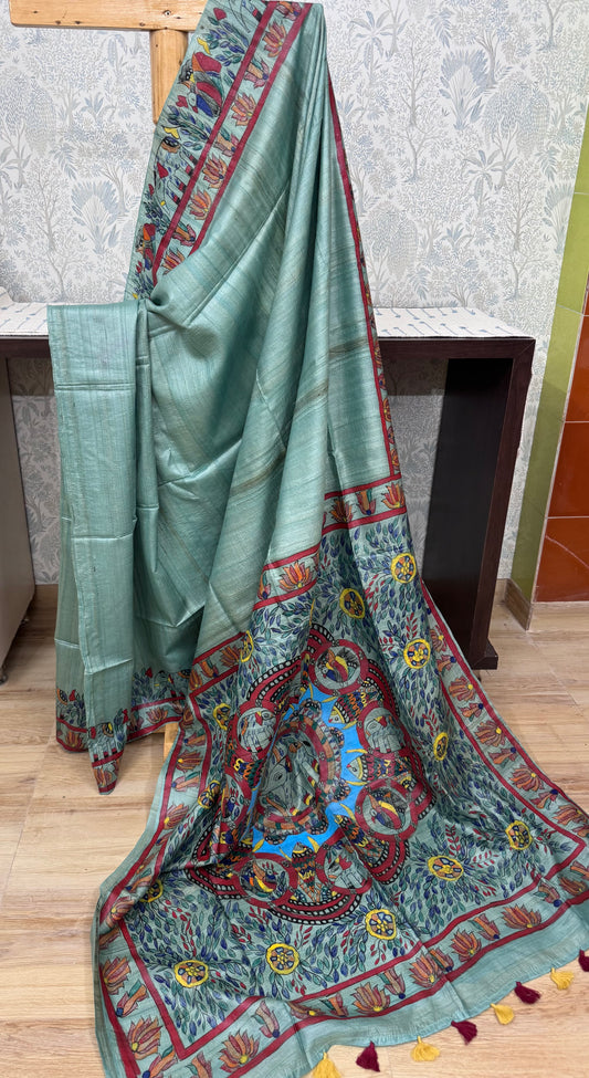 Madhubani tussar silk saree